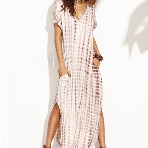 Sheinside tie dye split curved hem dress